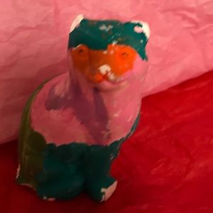 Ceramic cat painted by a child
